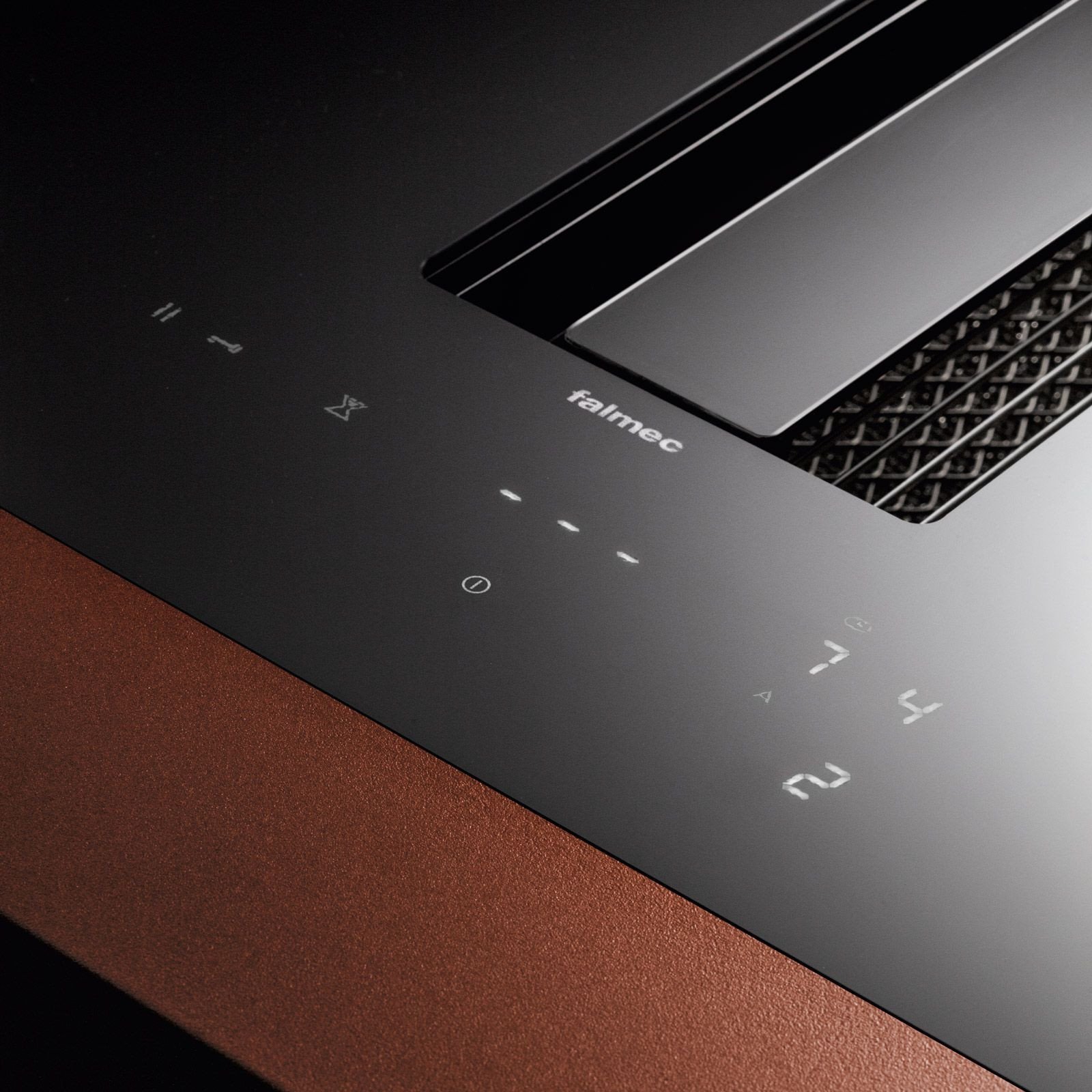 Falmec OKAP Z PŁYTĄ ZERO EASY 76 cz/SZKŁO CZARNE MATOWE led/BIAŁE s/600 z/FILTREM