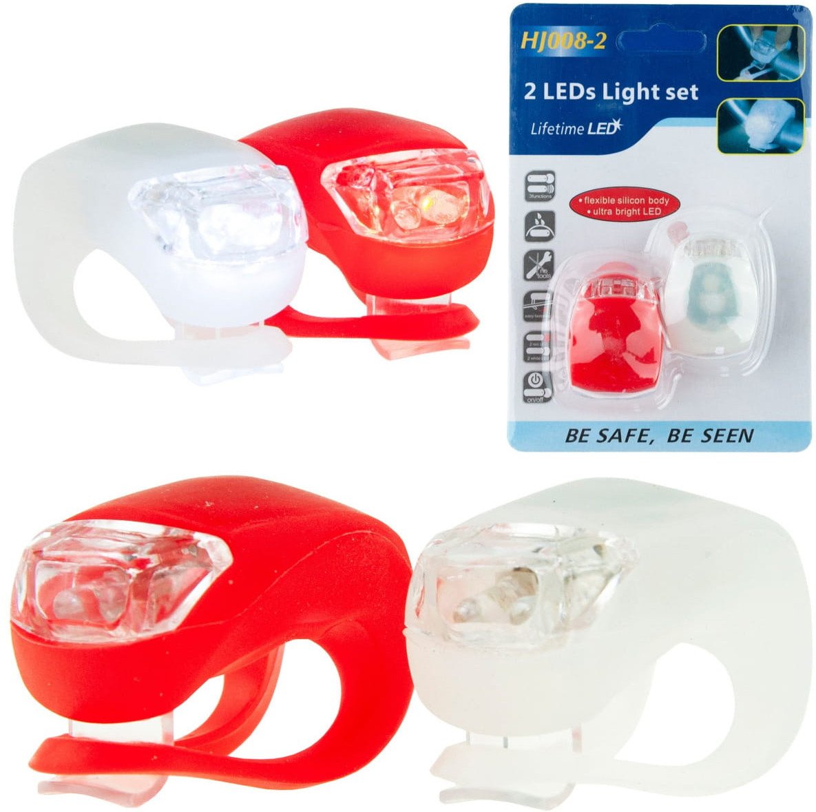 ZW39 DIODOWA LAMPKA ROWEROWA LED PRZÓD TYŁ 2 SZT