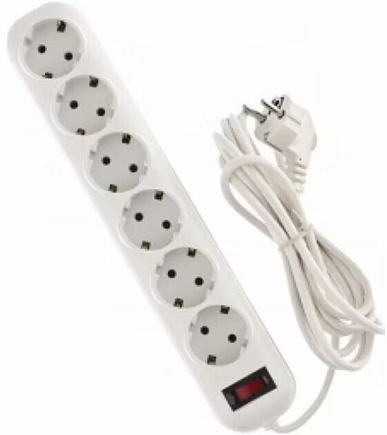 Bellight Extension Cord with 6 Sockets Outlet Earthed with Switch 1.5m