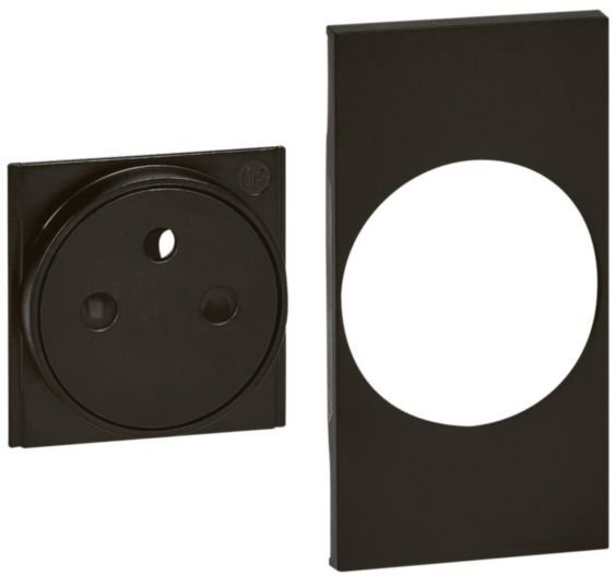 Legrand plakietka gniazda 2P+Z-płas czarny 2m KG55F