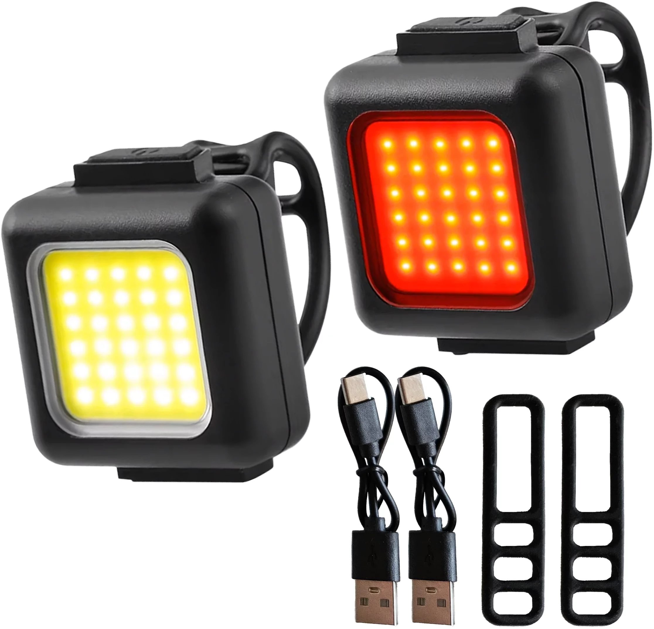 Alogy Lampka rowerowa na rower przednia tylna zestaw 2 lampek przód + tył COB USB Bike Light