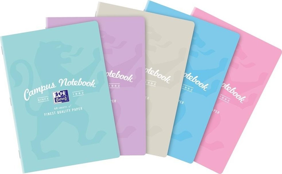 Oxford Zeszyt A4/60K kratka Campus Pastel (5szt) OXFORD