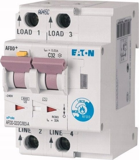 Eaton Przeciwpożarowy detektor iskrzenia 2P 32A C 0,03A Typ A AFDD-20/2/C/003 187234