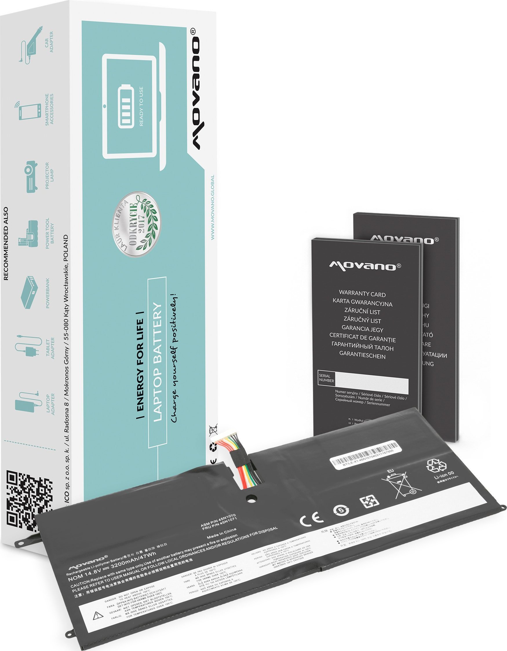 Bateria Movano Bateria 45N1070 do Lenovo Thinkpad X1 Carbon