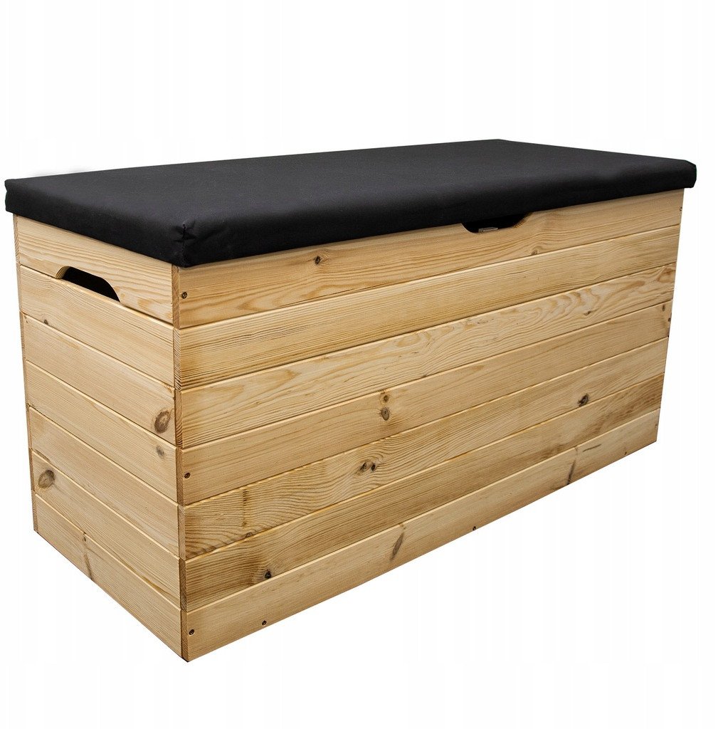 Duża Drewniana Skrzynia Ogrodowa Tapicerowana 100x40x50 cm 200L Kufer