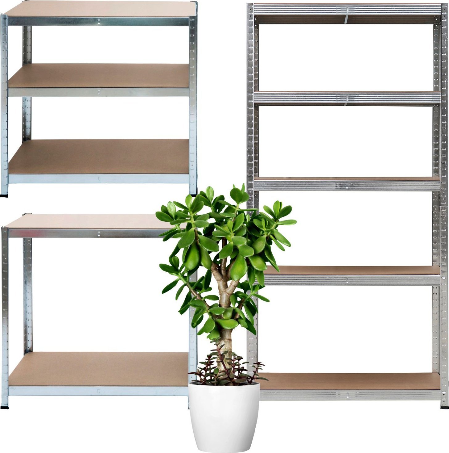 Regał magazynowy metalowy 2w1, 5 półek 150x75x30 cm