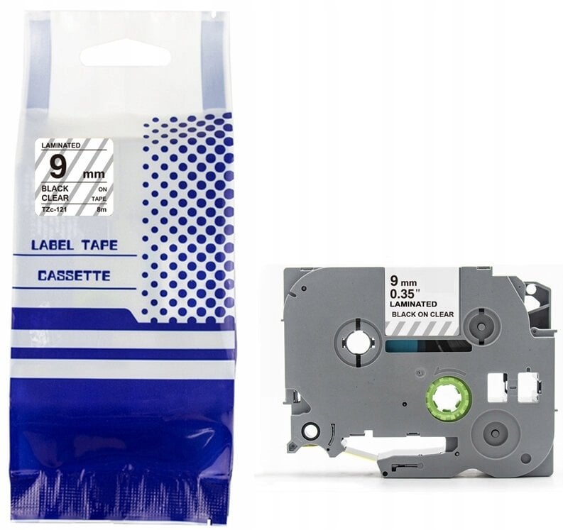 Taśma BROTHER TZe-121 9mm x 8m czarny na przezroczystym zamiennik