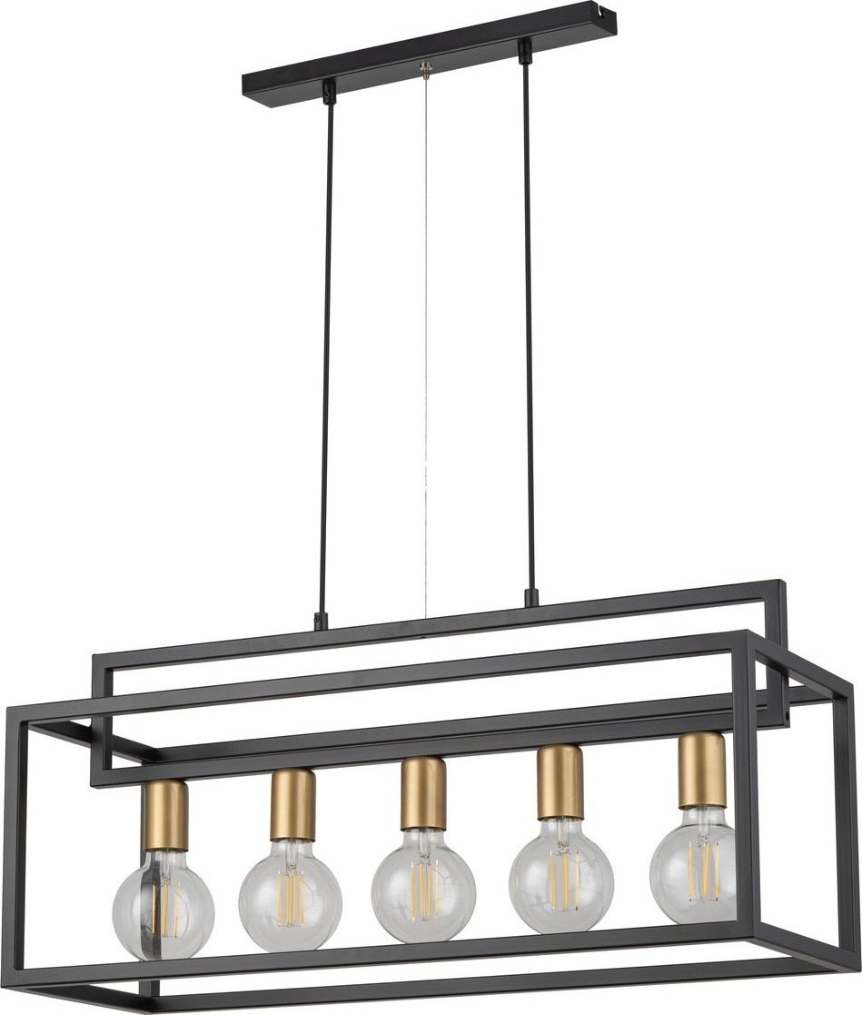 Lampa wisząca Sigma Metalowy zwis prostokąt Vigo czarna lampa wisząca nad stół