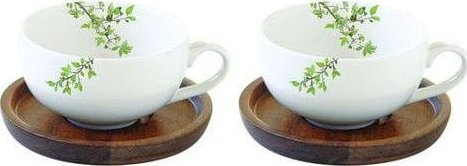 EASY LIFE Natura zestaw 2 filiżanek 100ml z drewnianymi spodkami