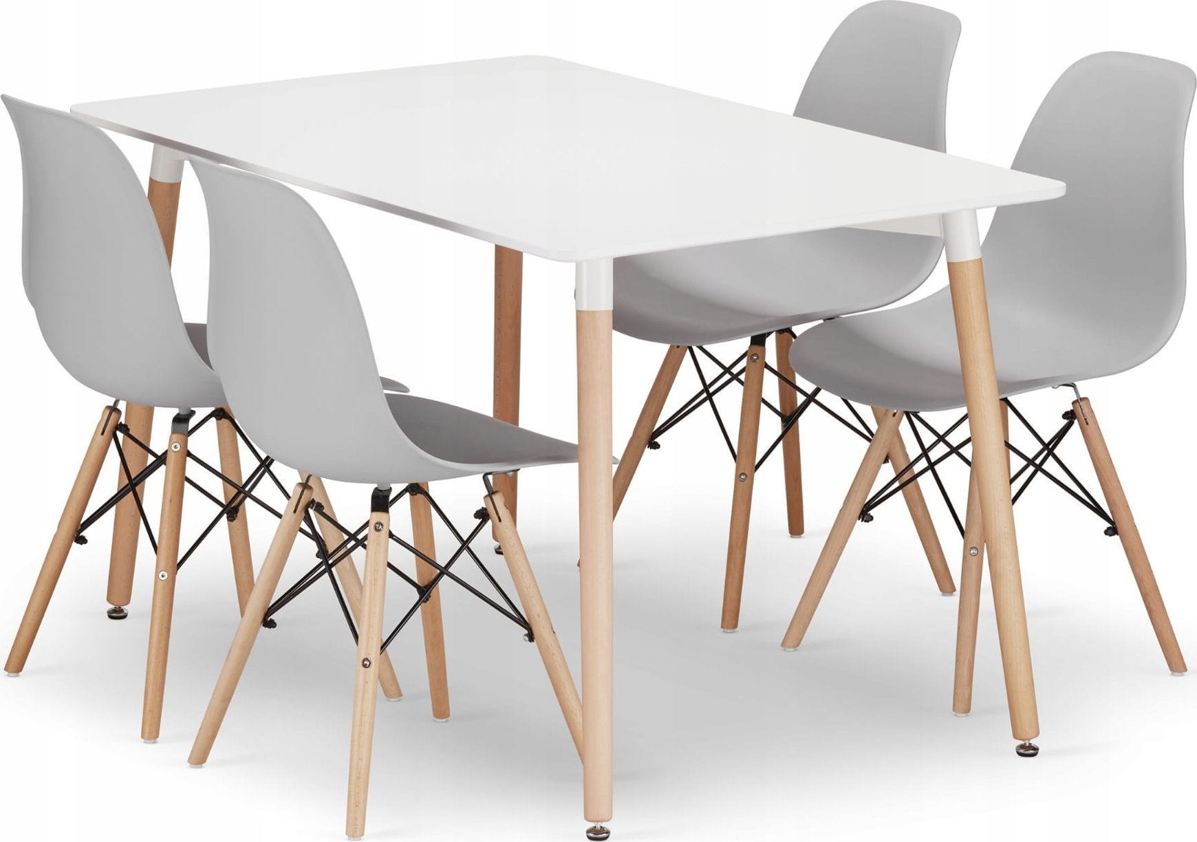 Leobert Zestaw stół prostokątny ADRIA 120x80 biały + 4 krzesła OSAKA szare