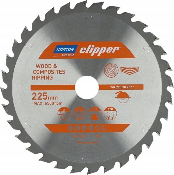 Norton NORTON PIŁA TARCZOWA 225mm x 30mm x 32z DREWNO I KOMPOZYTY ATB (2,6 / 1,6)