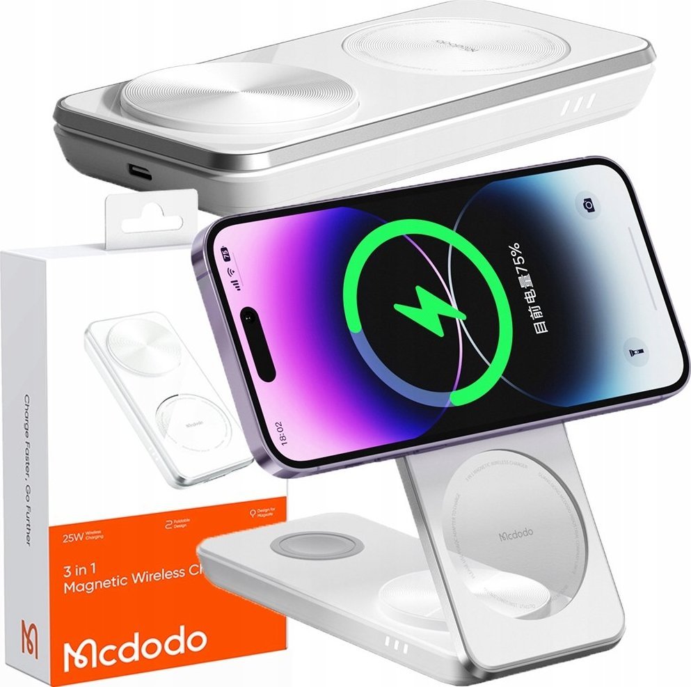 Ładowarka Mcdodo STACJA DOKUJĄCA 3W1 QI DO IPHONE, AIRPODS, WATCH, BIAŁA, MCDODO