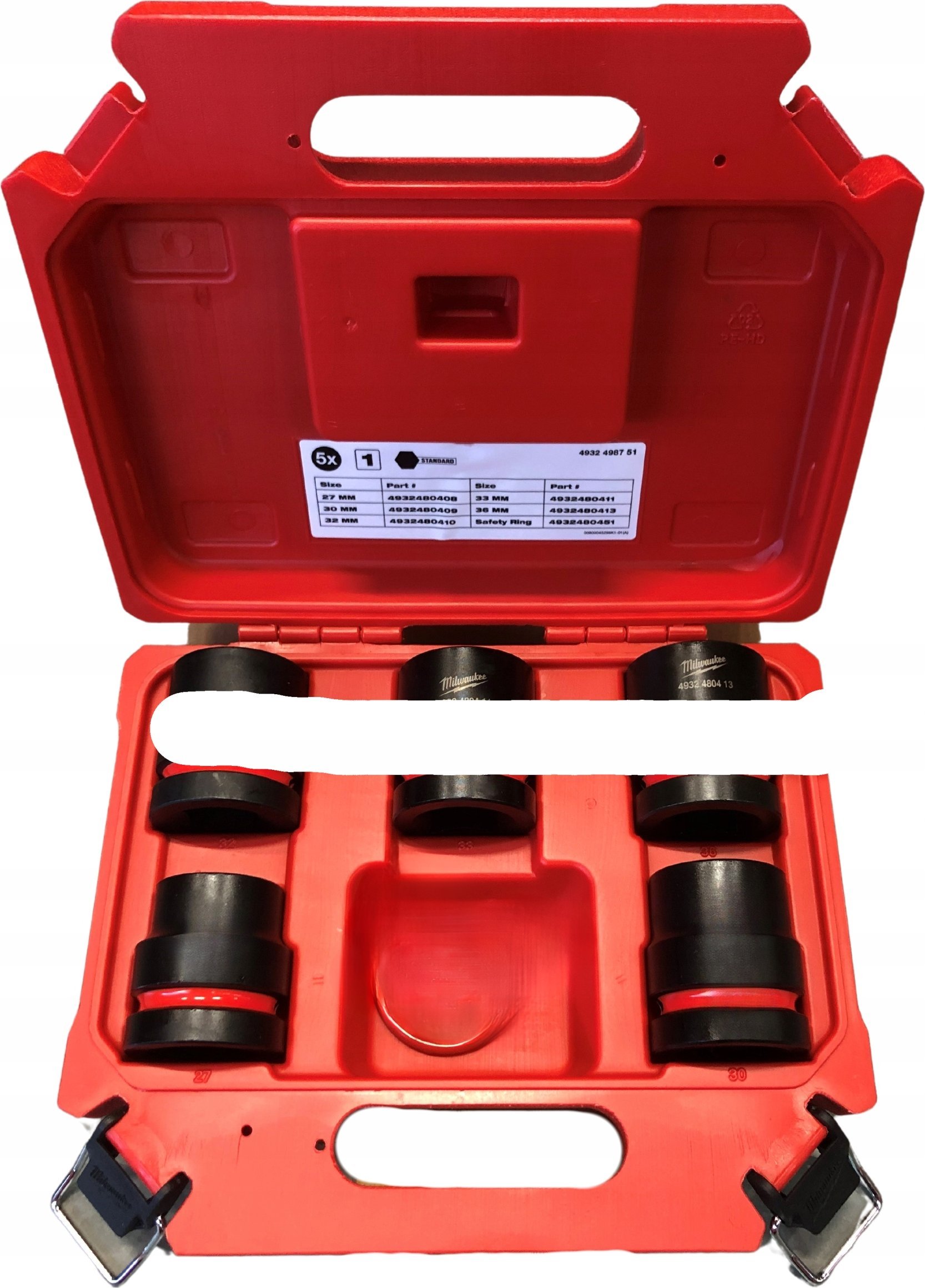 Milwaukee Impact head set (short) 1" 5 pcs. (27,30,32,33,36mm) Milwaukee