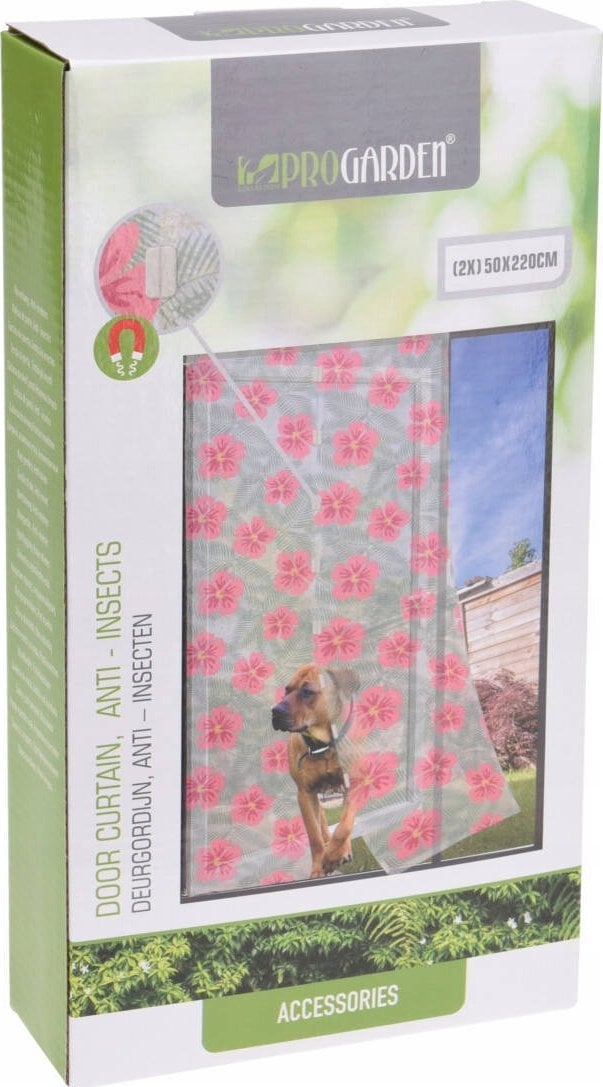 ProGarden Moskitiera na drzwi balkonowe TROPICAL FLOWERS, 220 x 50 cm, 2 sztuki