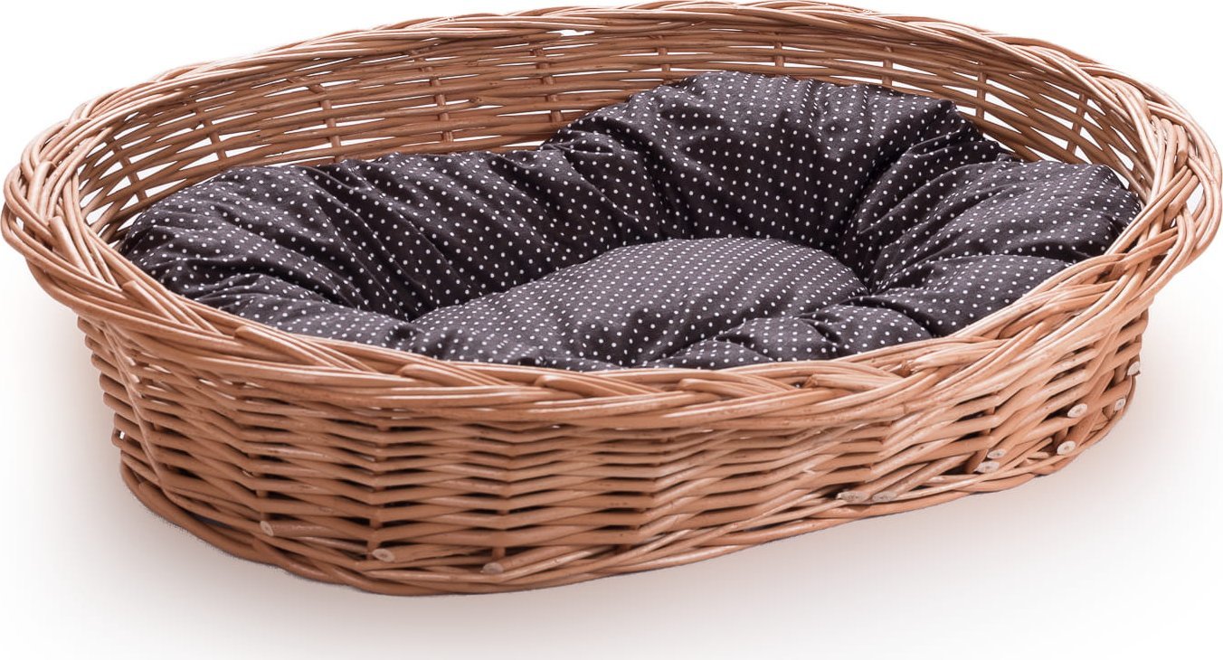 Wiklinowy Świat Leżak wiklinowy dla psa kota i innych zwierząt kosz z poduszką