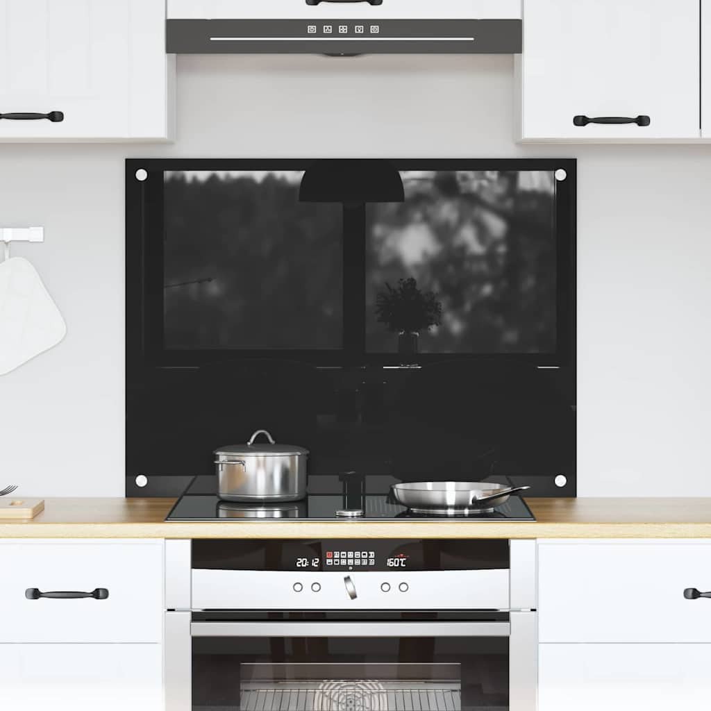vidaXL Przód kuchenny Czarny 80 x 60 x 0.8 cm szkło hartowane