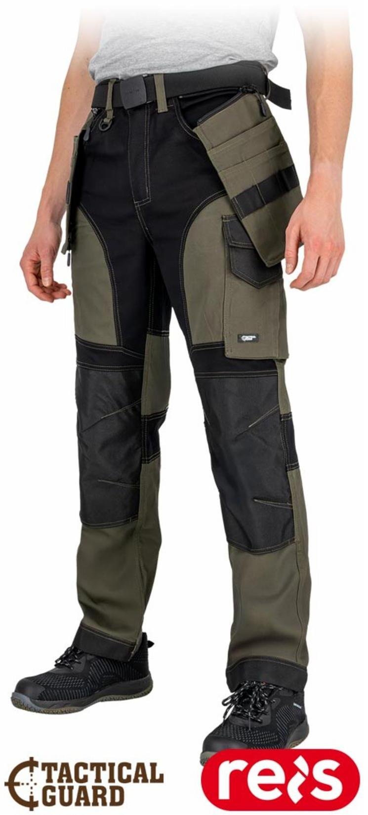 Reis Spodnie ochronne do pasa męskie cotton elastane many pockets and knee elements reflective TG-TERRA 56