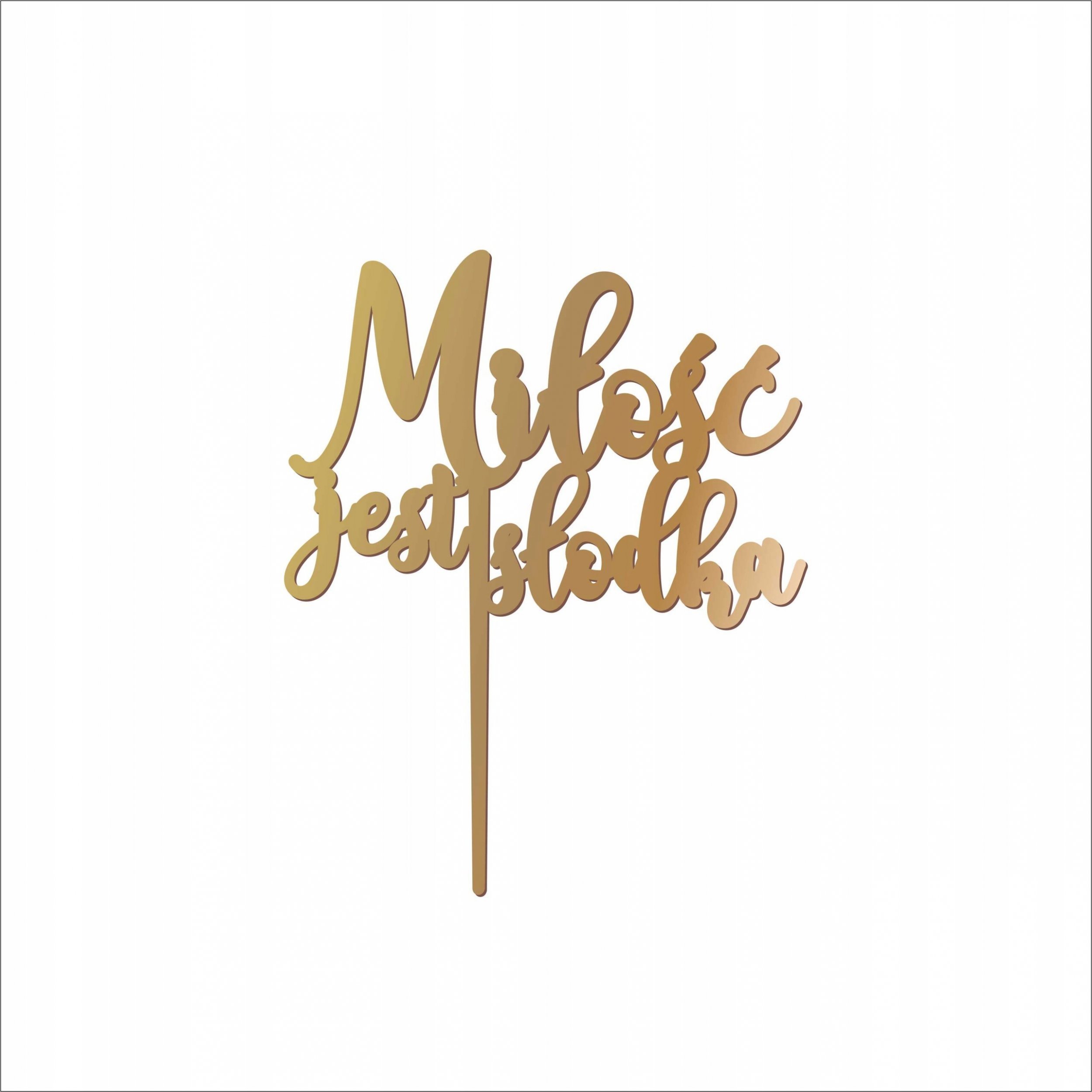 details Topper na tort MIŁOŚĆ JEST SŁODKA lustro GRATIS