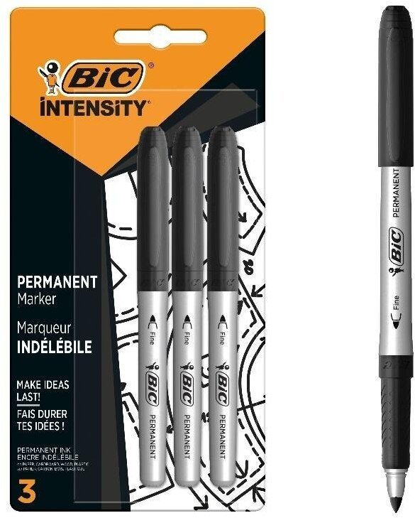 Marker czarny pernamentny 1,8mm 3szt BIC