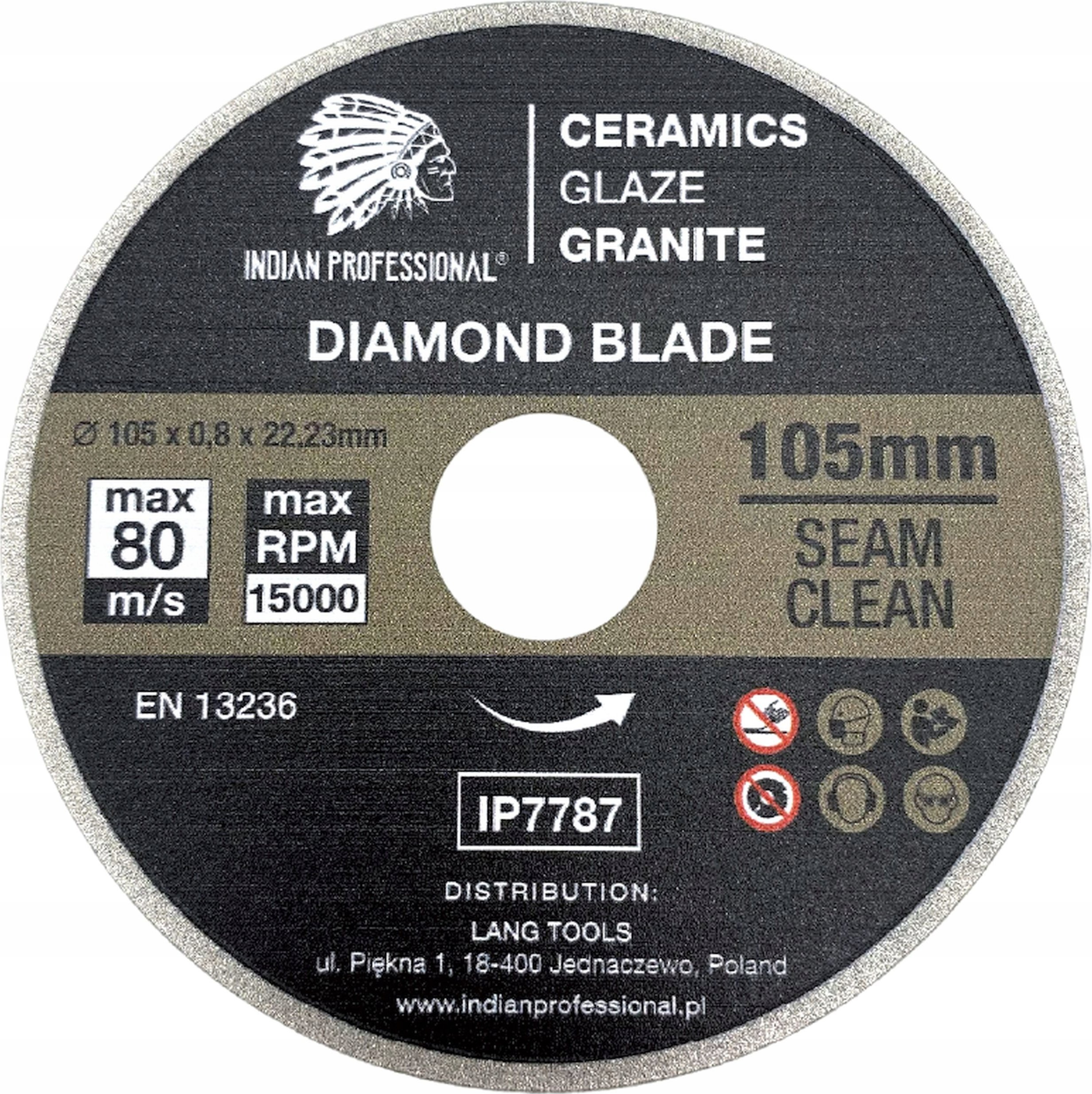 INDIAN PROFESSIONAL TARCZA DIAMENTOWA 105mm x 0,8mm x 22,2mm SEAM CLEAN DO FUG /INDIAN PROFESSIONAL