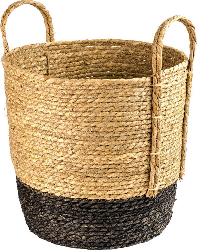 Kosz pleciony z uszami czarny L