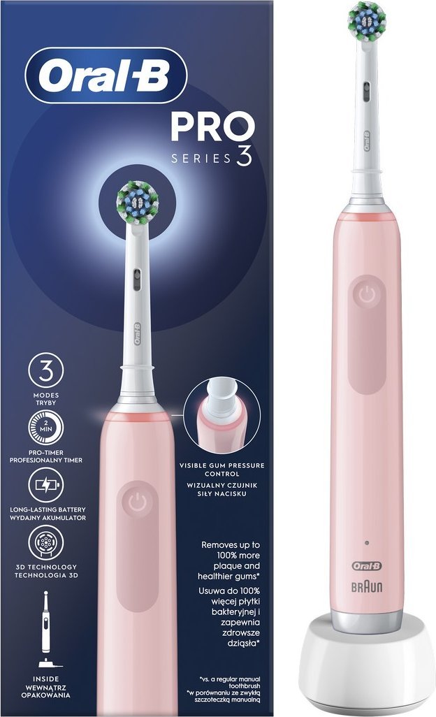 Szczoteczka Oral-B Pro 3 CrossAction Pink