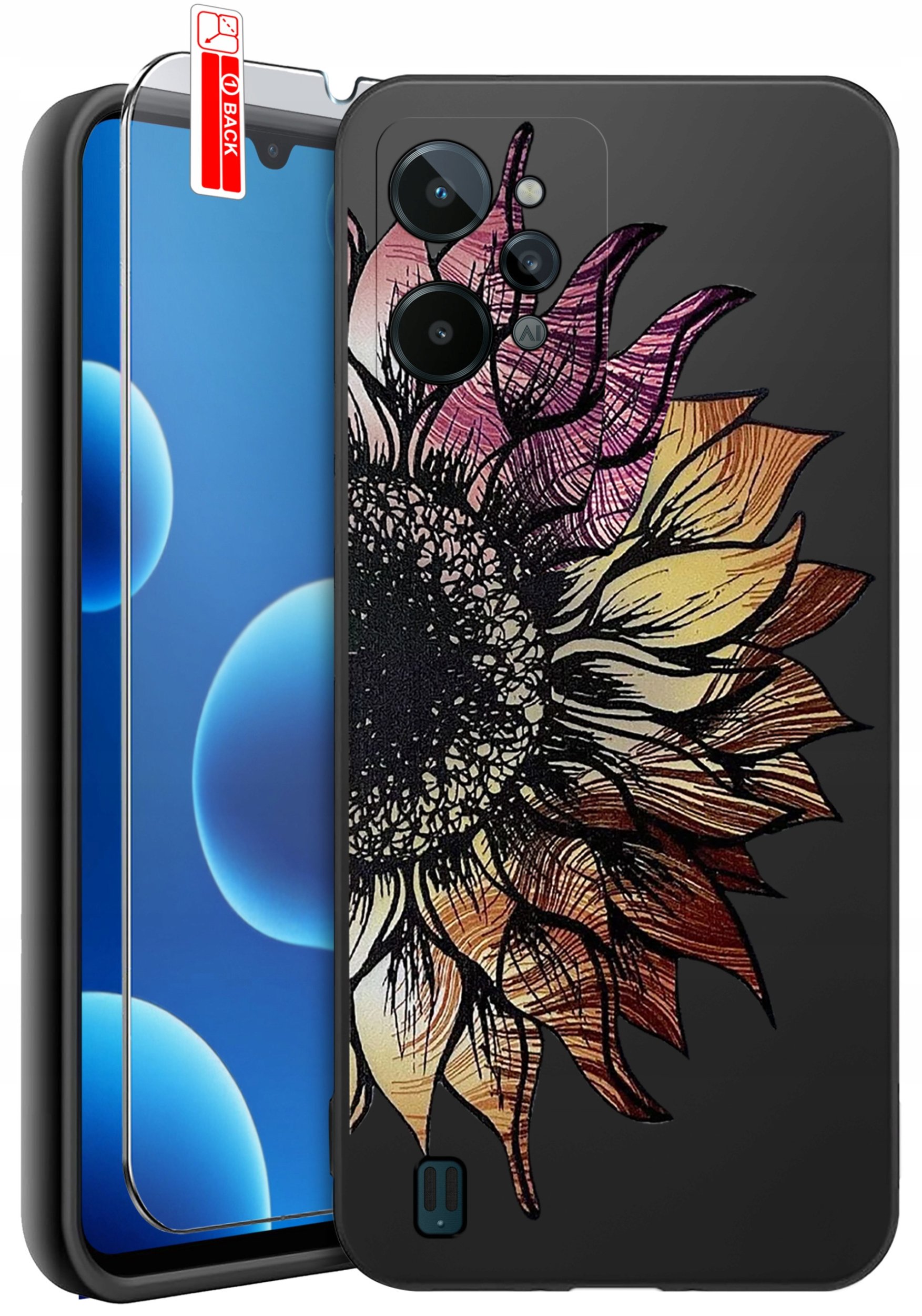 ETUI do Realme C31| WZORY | SILIKONOWE MATT CASE + SZKŁO 9H