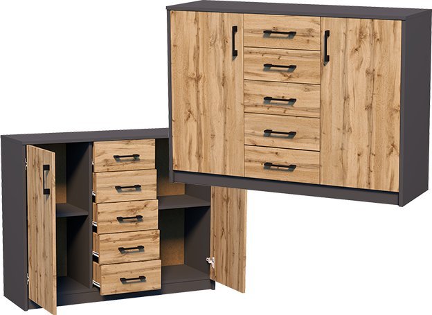 Meble-Bestseller Komoda K019 Grafit-Wotan 85x110x35 cm