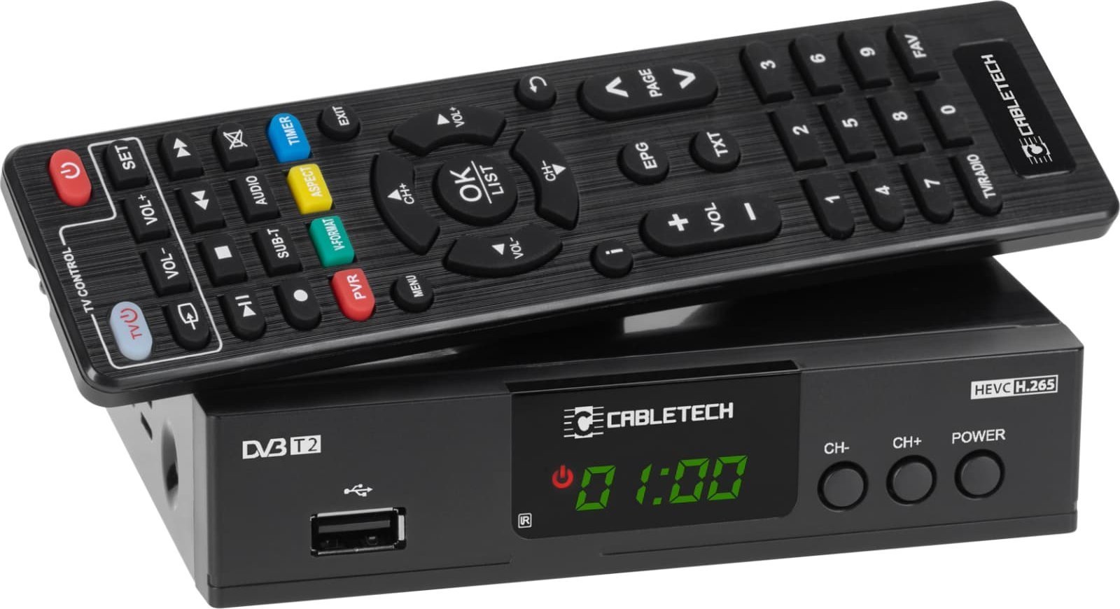 Tuner TV Cabletech Tuner DVB-T2 H.265 HEVC