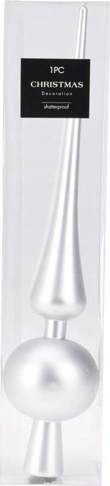 Srebrny czubek na choinkę nietłukący 6x27,5cm świąteczny