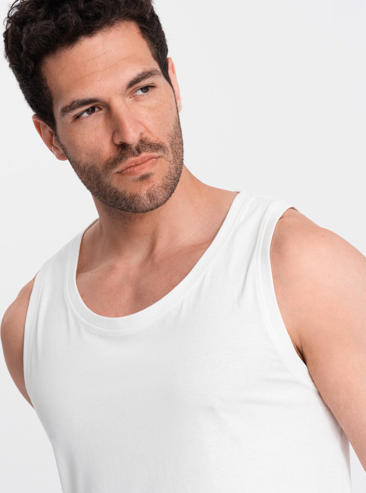 Ombre Męska bawełniana koszulka tank top BASIC biała V1 OM-TSBT-0192 XL