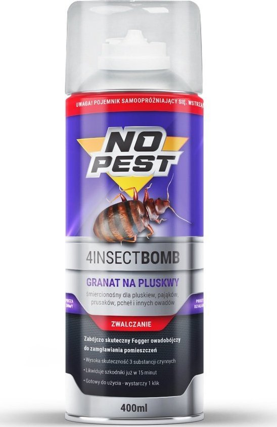 NO PEST Bomba na Pluskwy 400ml Granat Fogger Środek Preparat Odymiacz na Pluskwy Karaluchy Pająki Rybiki Mole