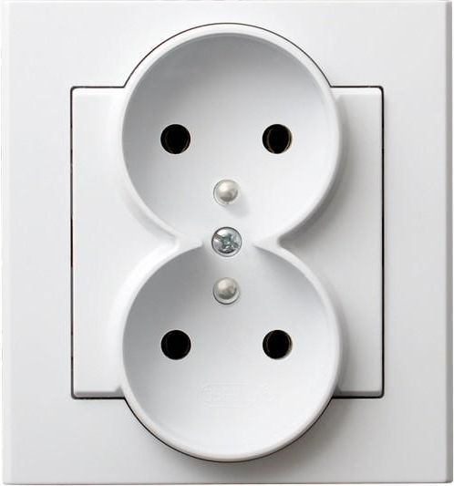 Ospel Gniazdo Sonata podwójne z uziemieniem białe (GP-2RZ/00)