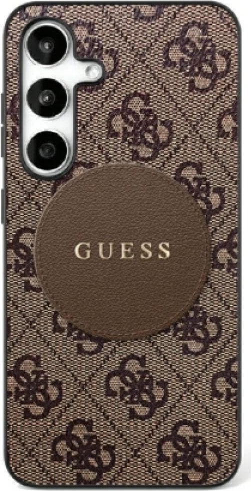Guess 4G Round Patch Classic Logo MagSafe Case for Samsung Galaxy S25 Brown