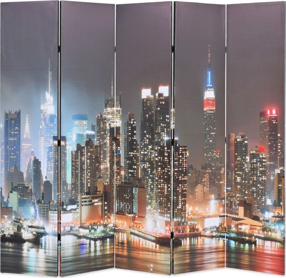 vidaXL Składany parawan, 200x170 cm, wzór Nowy Jork nocą