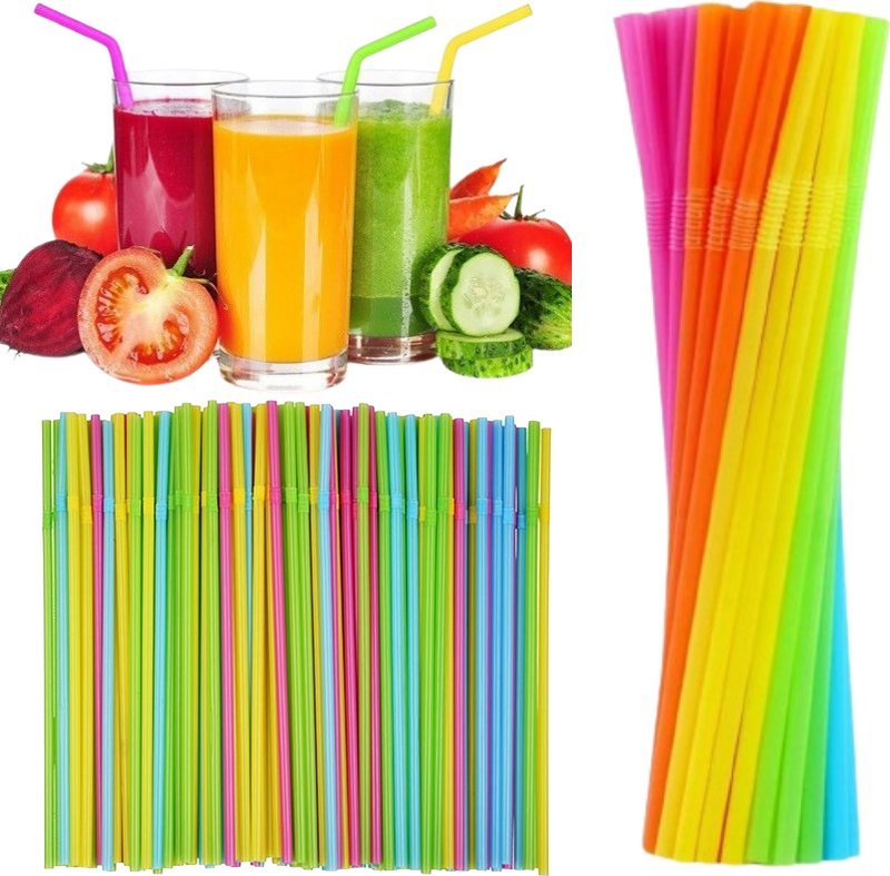 GoDan Słomki Rurki Plastikowe Łamane Wielokrotnego użytku 500 szt