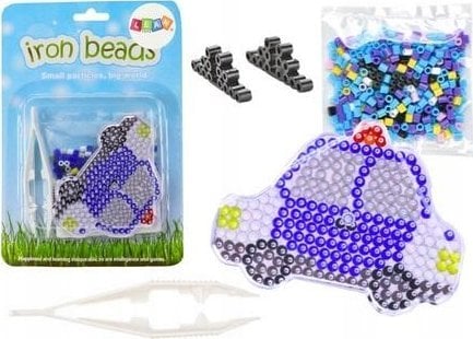 LeanToys Zestaw Koralików Do Prasowania Auto Policyjne Koraliki Szczypce Szablon