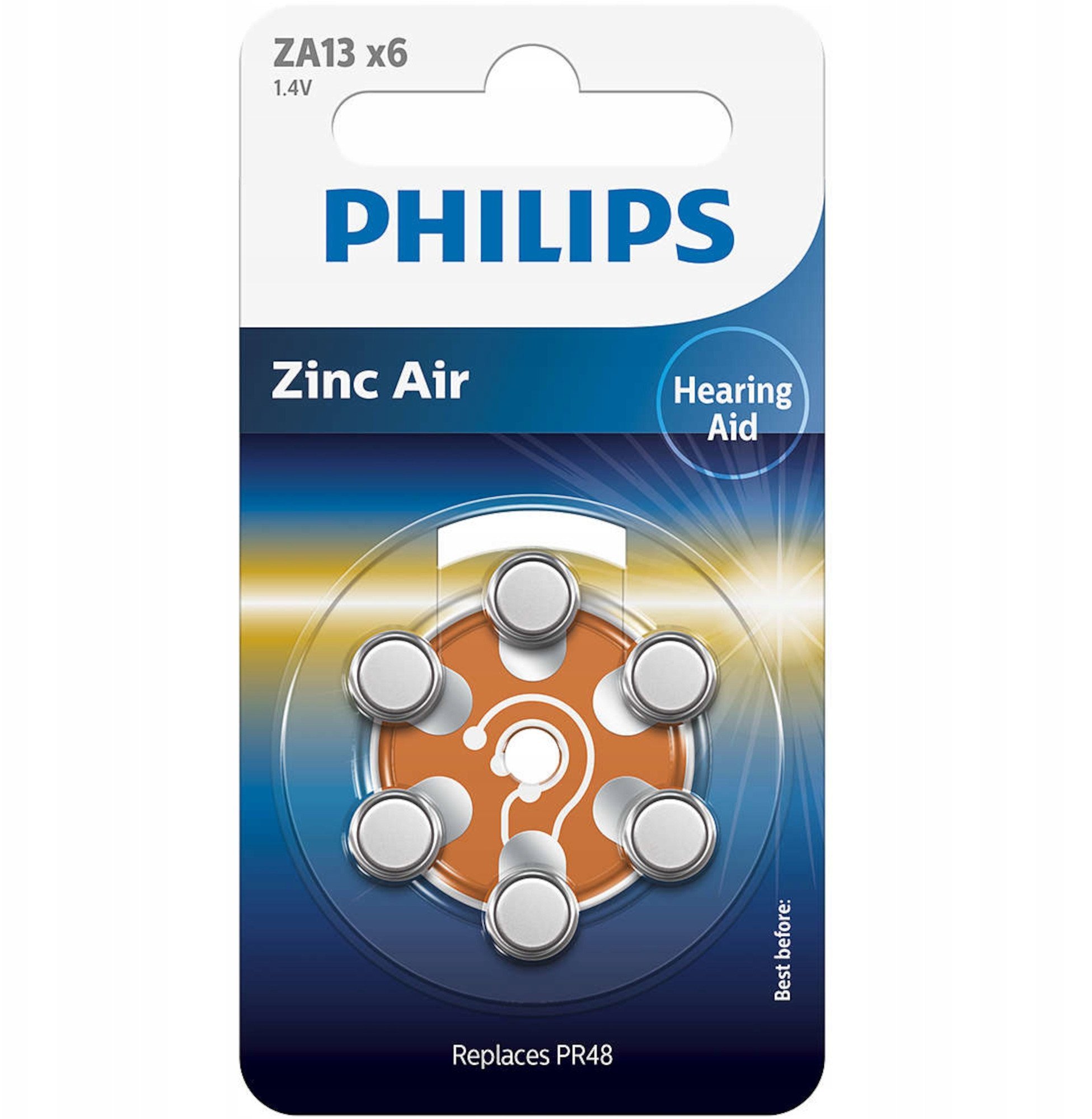 Philips 1x6 Zinc-Air PR48 / 13 Bateria do aparatów słuchowych