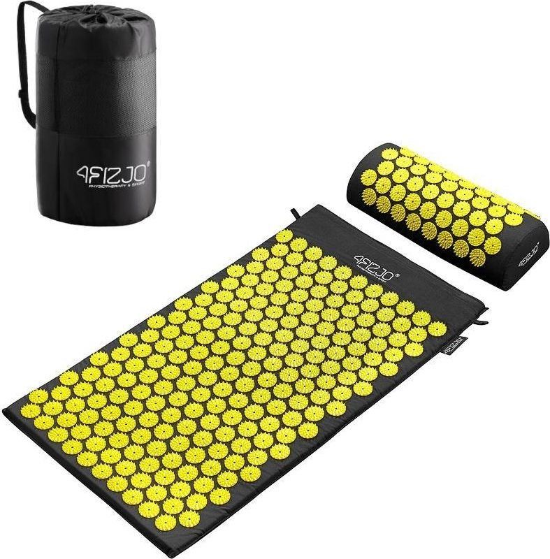 4fizjo Mata do akupresury z kolcami + poduszka 72x42 (żółto-czarna)