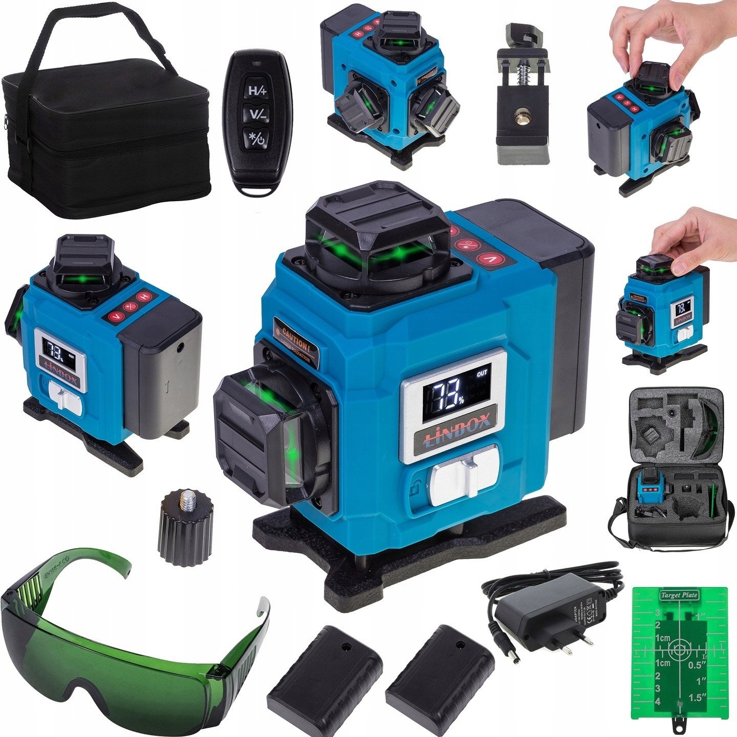 POZIOMICA LASEROWA 360 LASER KRZYŻOWY 4D ZESTAW OBROTOWE OKIENKA