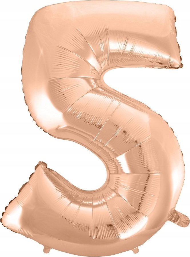 GoDan Balon foliowy "5" różowo-złoty 92cm