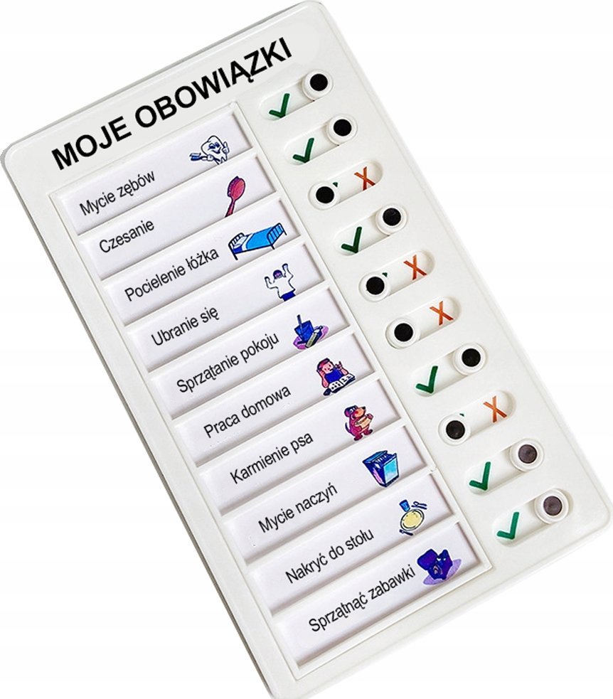 Korbi TABLICA OBOWIĄZKÓW MOTYWACYJNA LISTA DLA DZIECI PO POLSKU MOJE OBOWIĄZKI