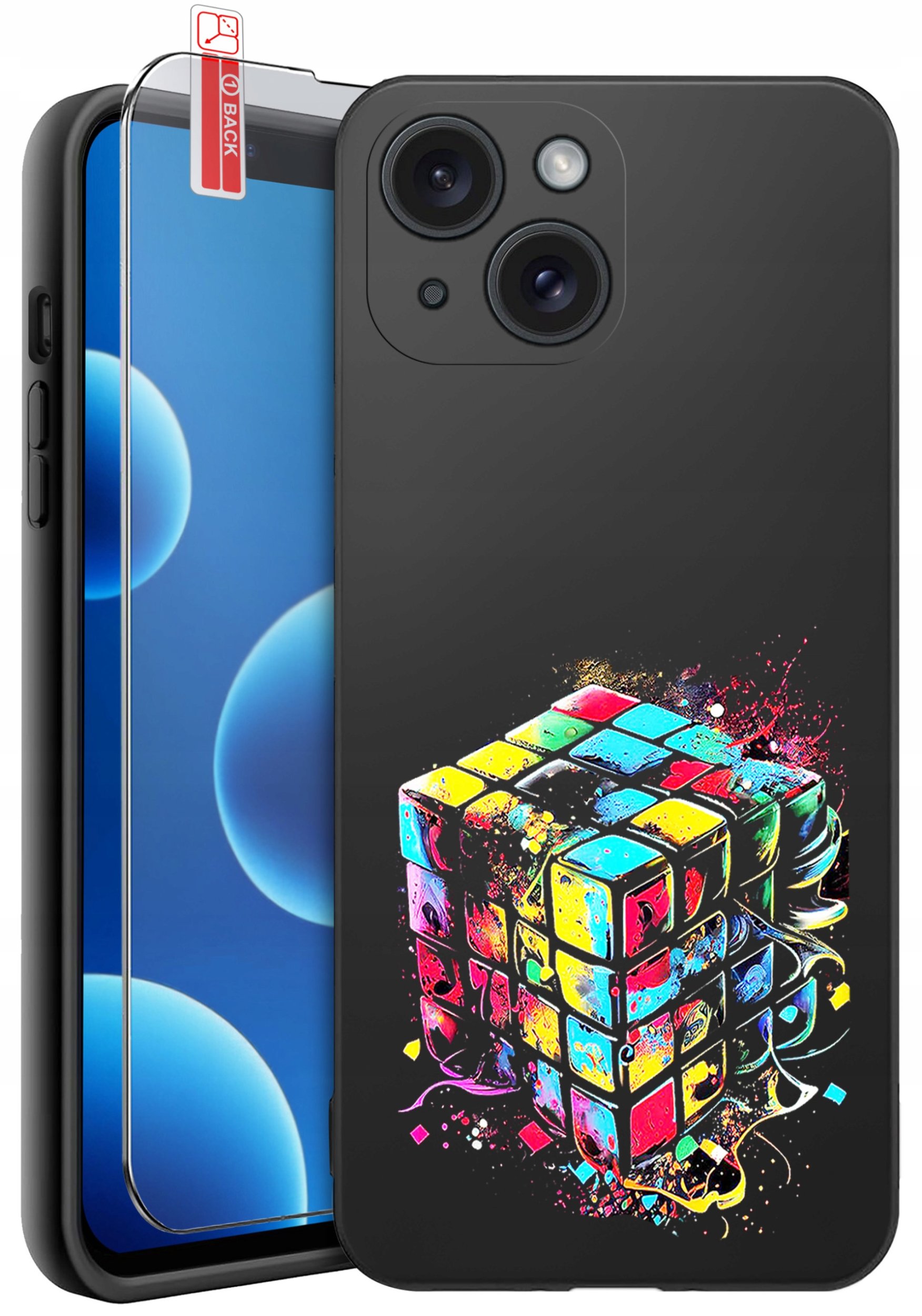 ETUI do iPhone 13 | 14 | WZORY | SILIKONOWE MATT CASE + SZKŁO 9H