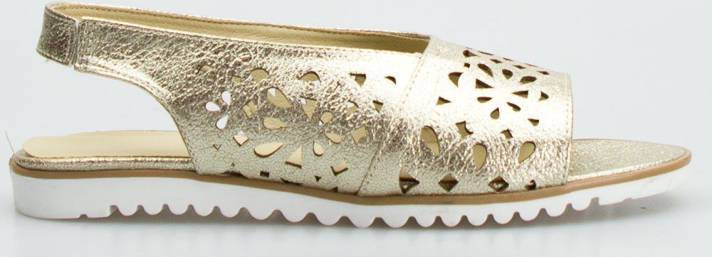 Optimo Sandały mieniące się ażurowe płaskie złote Optimo-38