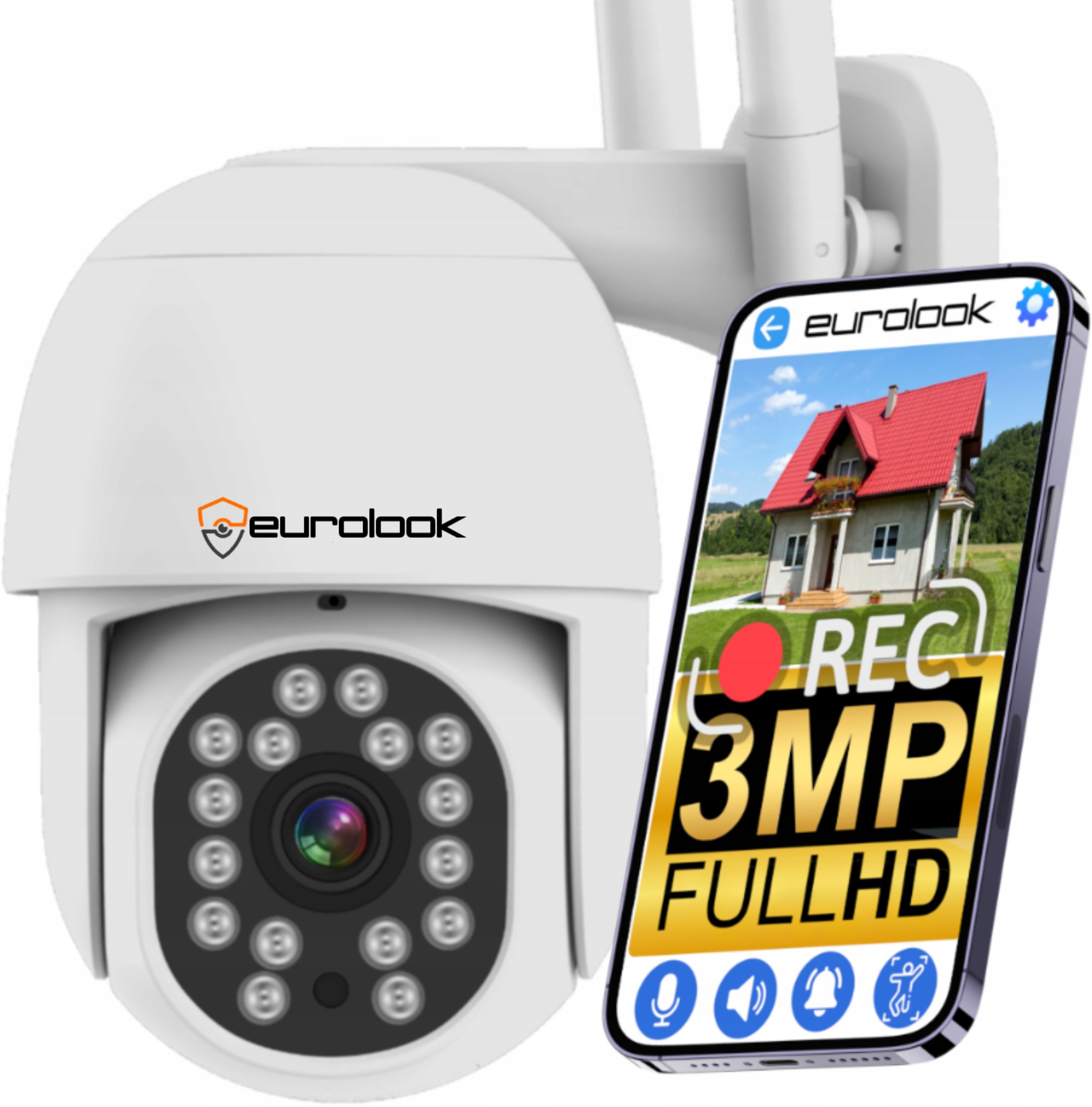 Zewnętrzna Kamera WiFi Obrotowa 3MPX FullHD MONITORING AUDIO ZOOM DETEKCJA