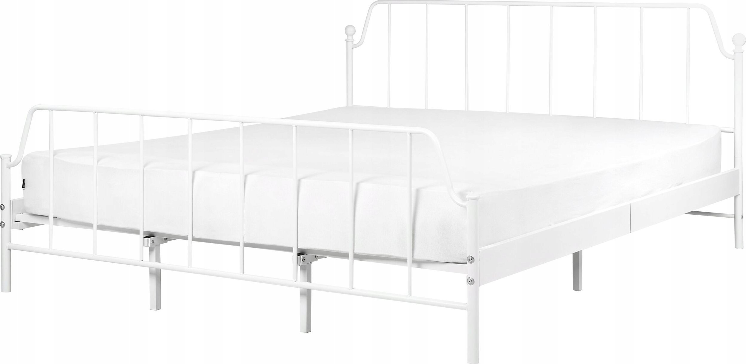 Beliani Łóżko metalowe 180 x 200 cm białe MAURESSAC