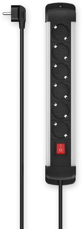 Hama Power Strip 6 rozetes 1 5 m melna - Pagarinatajs 00223103 (4047443480415)