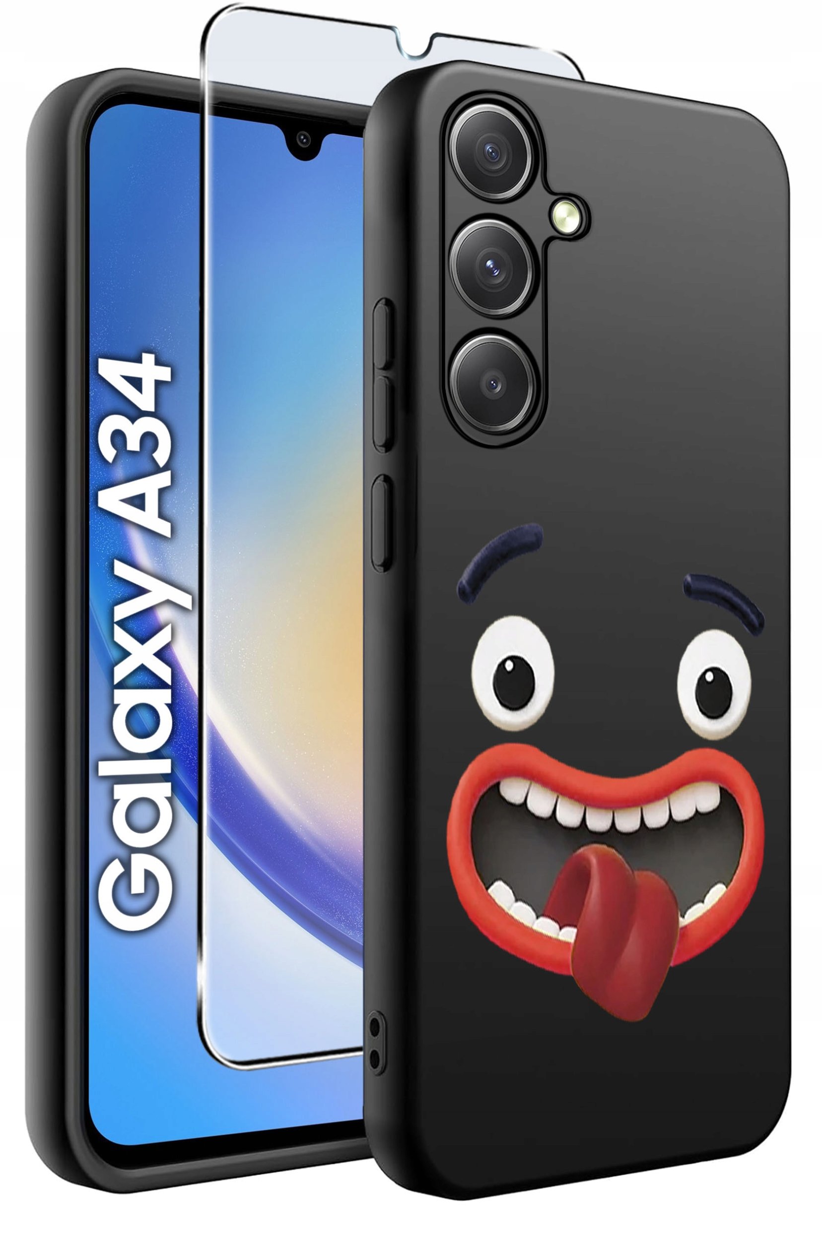 ETUI do Samsung A34 5G WZORY | SILIKONOWE MATT CASE + SZKŁO 9H