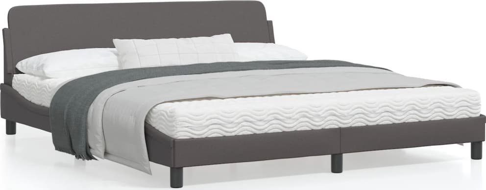 vidaXL Rama łóżka z zagłówkiem, szara, 180x200 cm, sztuczna skóra