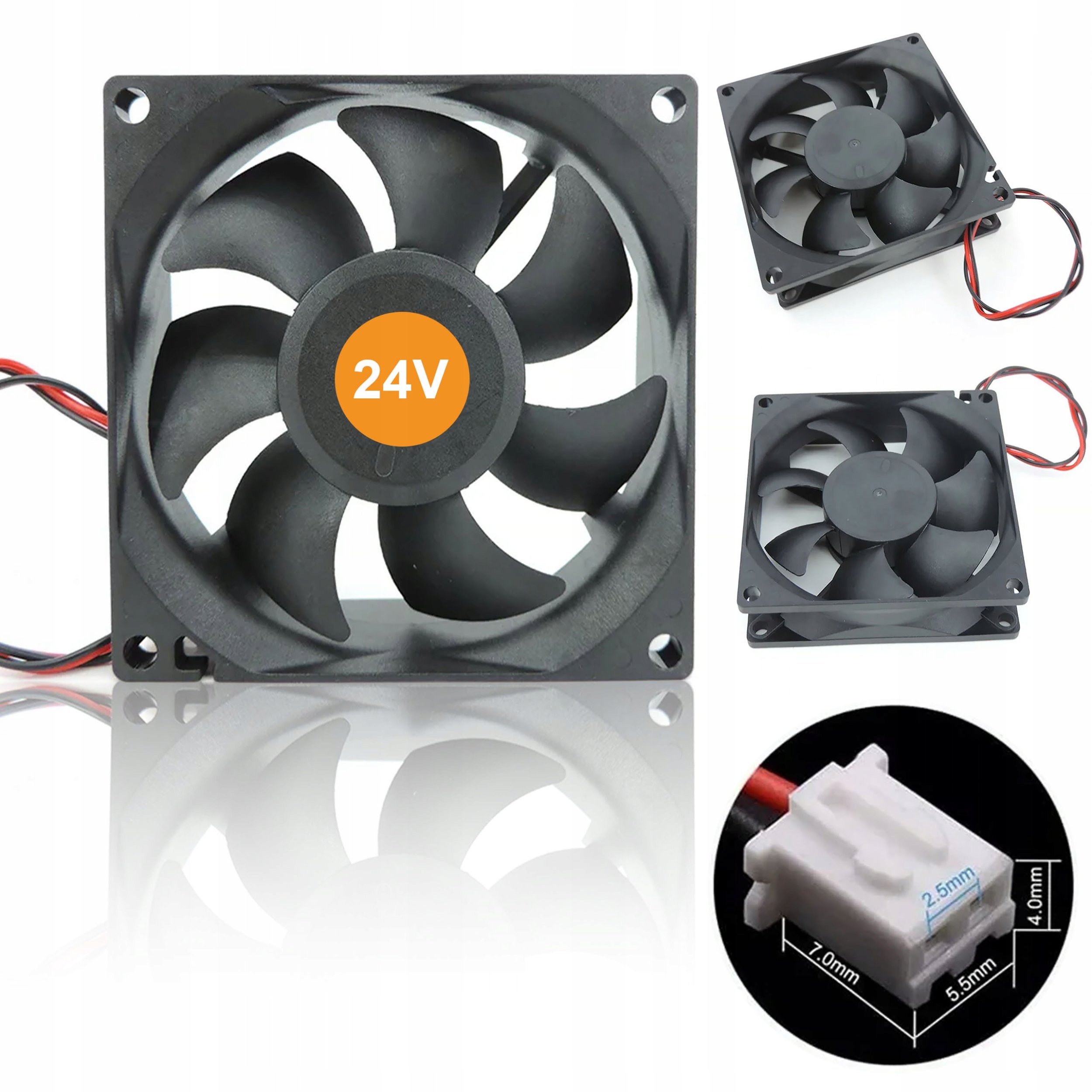 ROSFIX WENTYLATOR 80X80X25 2PIN 24V DO KOMPUTERÓW I ELEKTRONIKI CICHY